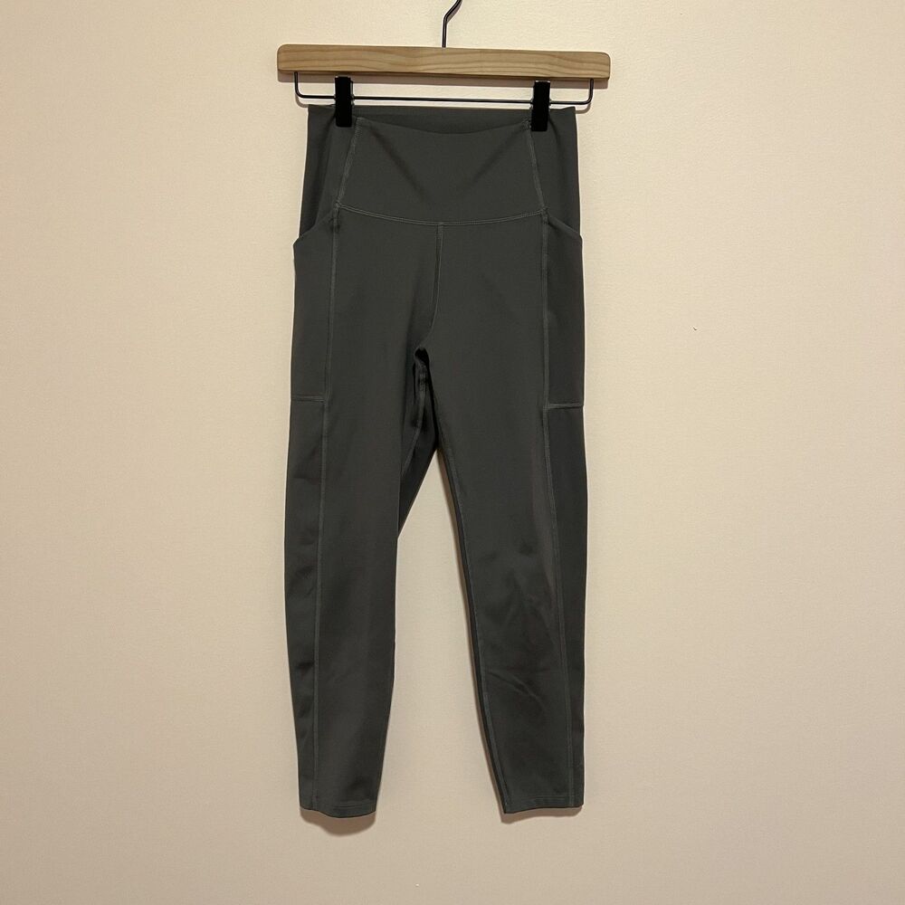Girlfriend Collective Pocket 7/8 High Waisted Leggings Green/Grey Women's S